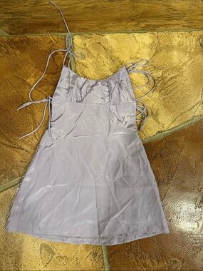 superdown Lilac Satin Slip Dress with Tie Straps